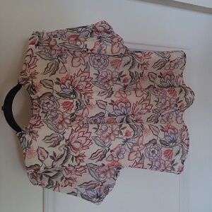 LOFT Floral Puffed Sleeve Blouse